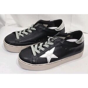 Golden Goose Hi Star Classic Shoes Womens Size 38 Black Silver Colorway Leather